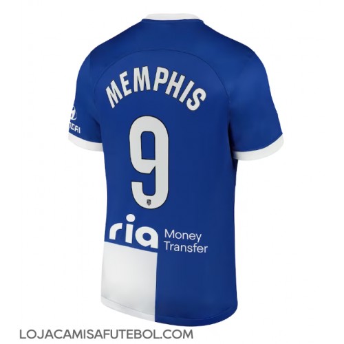 Camisa de Futebol Atletico Madrid Memphis Depay #9 Equipamento Secundário 2023-24 Manga Curta